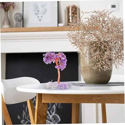 Miniatura 6 de Didiseaon 1 pieza de adornos de árbol para decoración de comedor para mesa, decoraciones moradas, chakras, bonsái, árbol de escritorio, estatua de