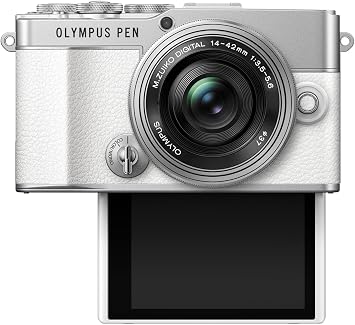 Olympus Pen E-P7 Kamera Kiti, 20-MP Sensör, Eğilebilir HD LCD Ekran, 4K Video, Wi-Fi, Renk ve Monokrom Filtre Kontrolü, beyaz, M.Zuiko Dijital ED 14-42 mm EZ Gümüş dahil