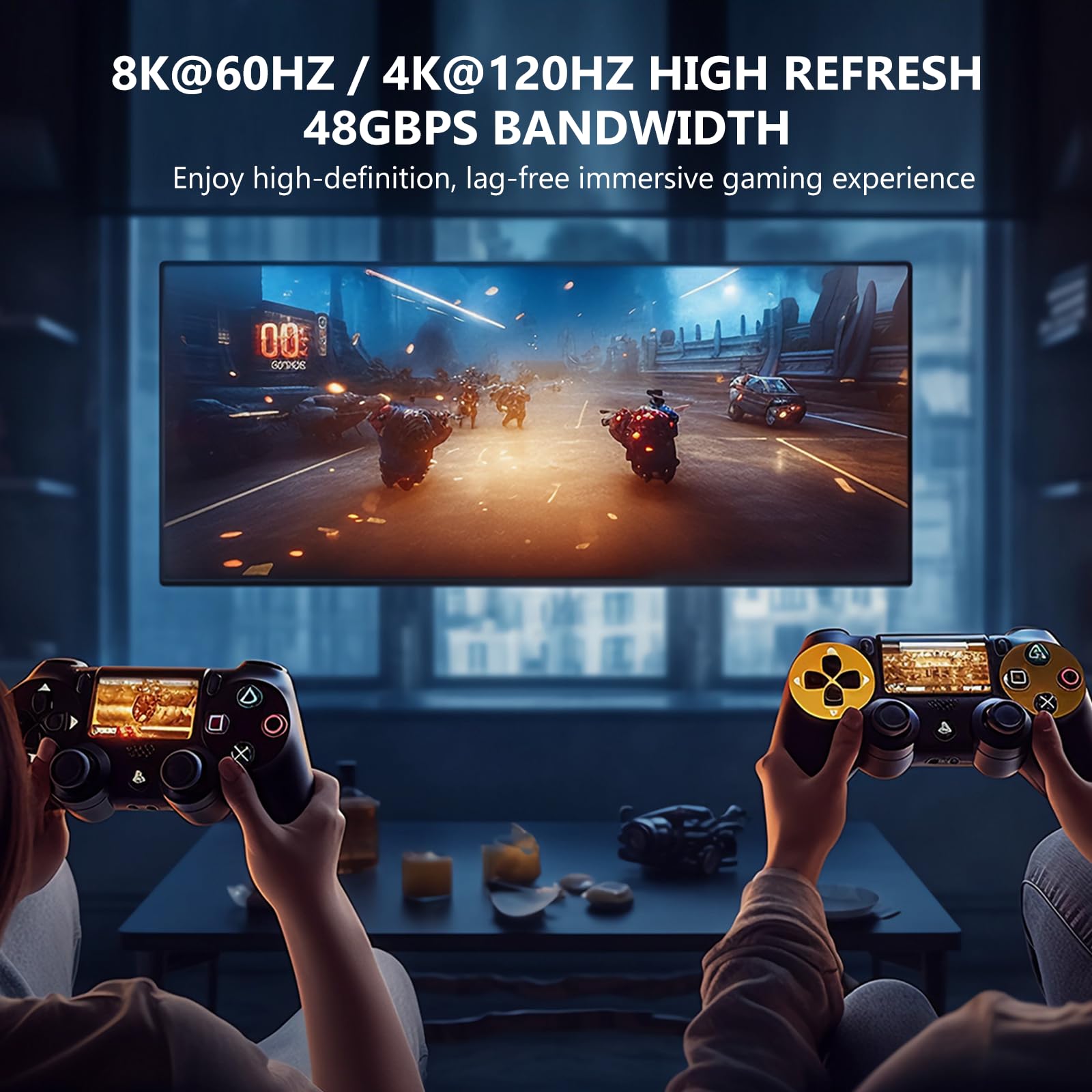 Splitter HDMI 8K 1 in 2 Out, 1x2 hdmi 2.1 Splitter 8K @60Hz 4K @120Hz, 48 Gbps, EDID, Auto Down Scaler, HDCP 2.3, VRR, HDR10+, 3D, solo schermi duplicazioni/mirror (non estendibili) per PS5, Xbox