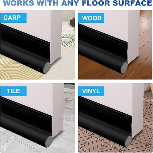 Miniatura 8 de Tope de corrientes de aire, ajustable de 37 pulgadas, bloqueador de corrientes de aire debajo de la puerta, a prueba de sonido, para la parte