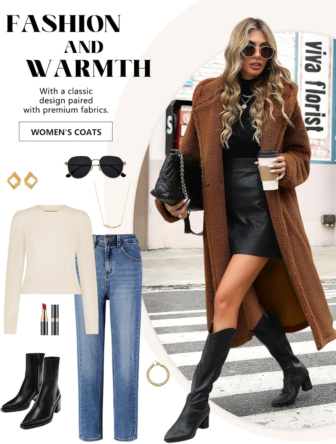 Women's Fuzzy Fleece Hooded Coat Winter Oversize Long Cardigan Jacket Warm Faux Fur Outwear with Pockets - Image 8