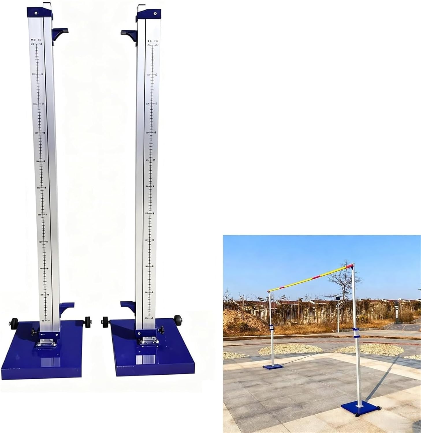 Aluminum Competition Track and Field High Jump Standards, Scale Metric cm, School High Jump Holders, 1 Pair, for Primary and Secondary School Pupils