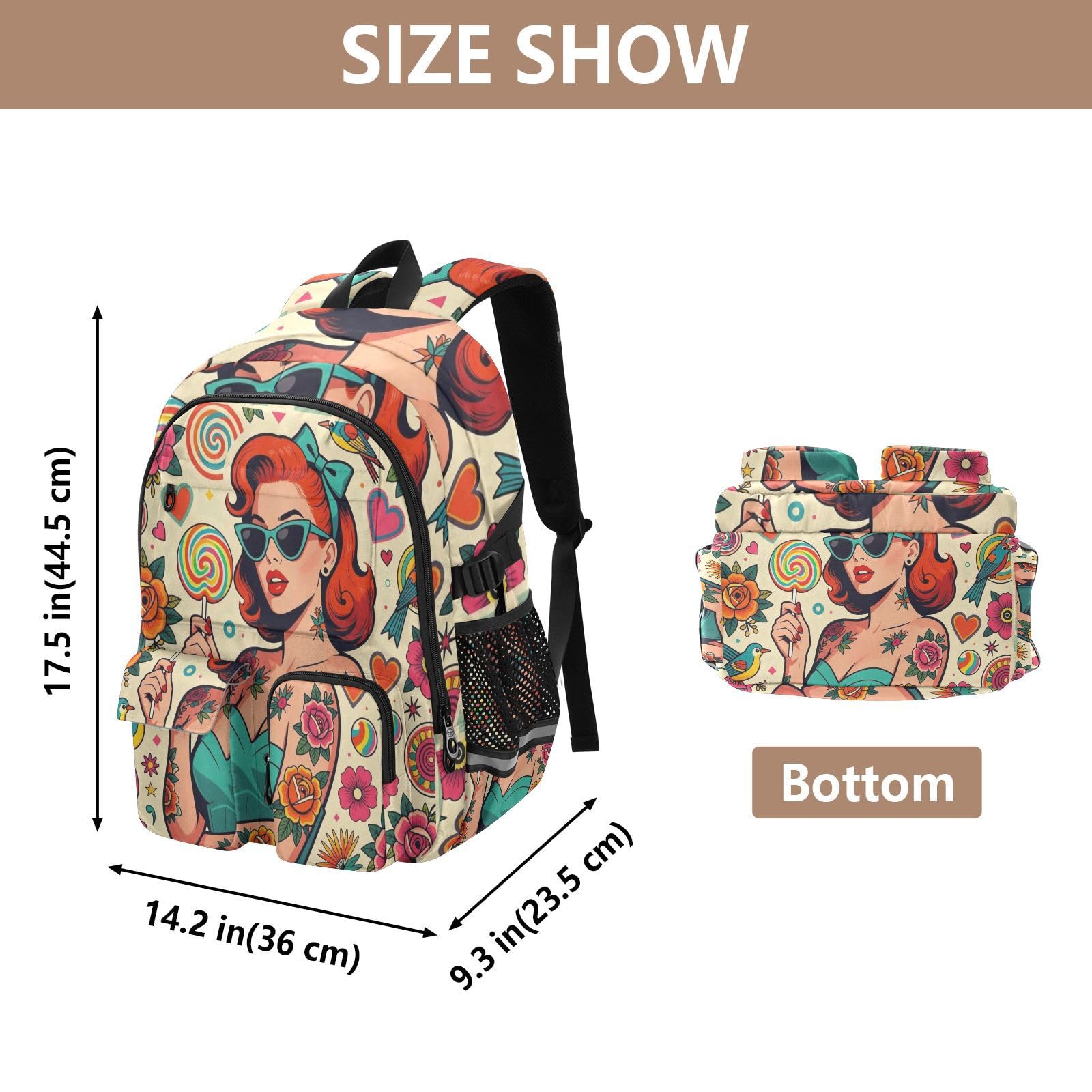 Mochilas de viaje para laptop, diseño vintage de rosas para mujer, para escuela, universidad, 17.5 pulgadas