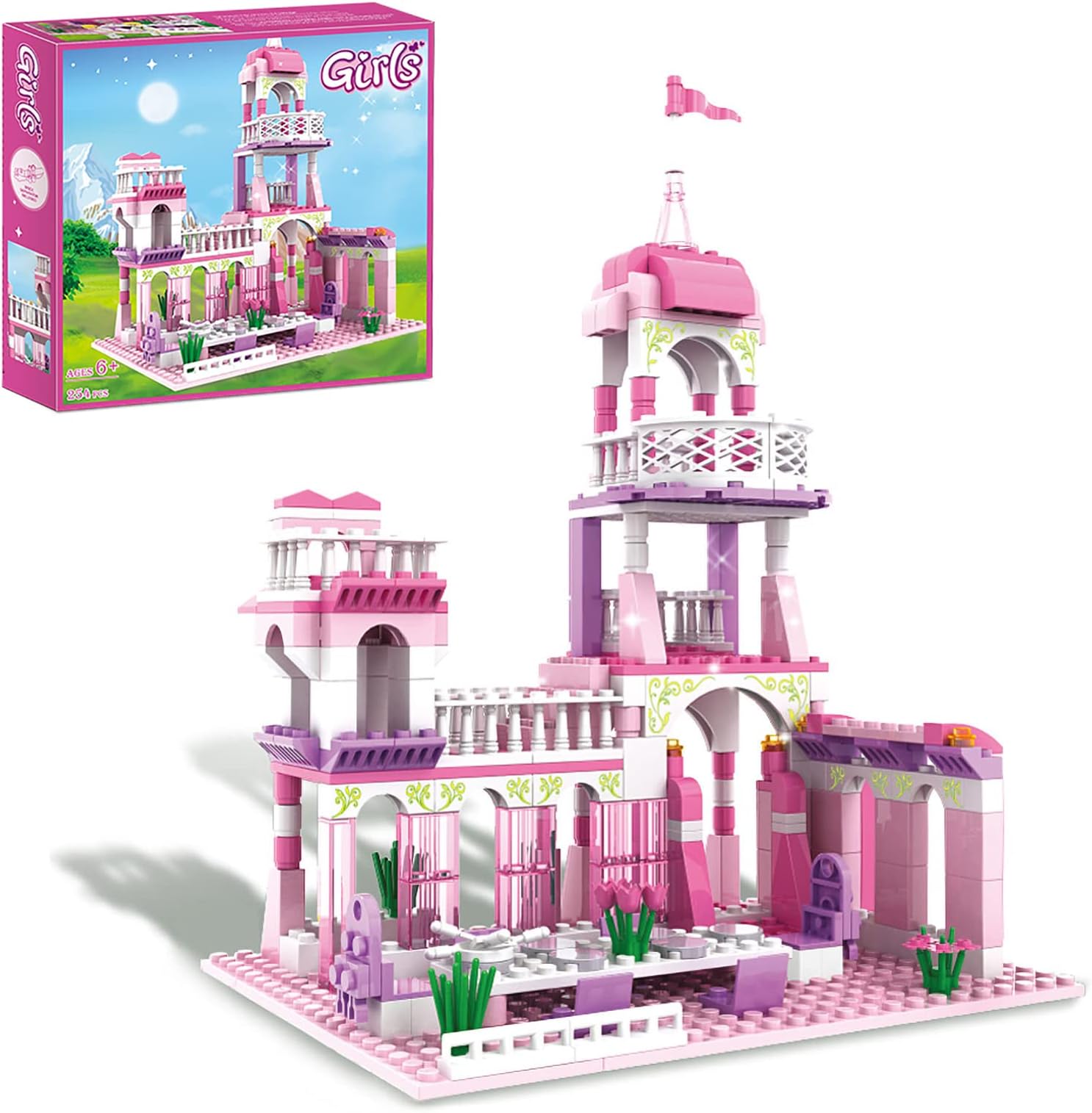 Princess Castle Building Blocks Pink Palace King's Banquet Bricks Toys for Girls 6-12 Construction Play Set Educational Toys for Kids 254 PCS