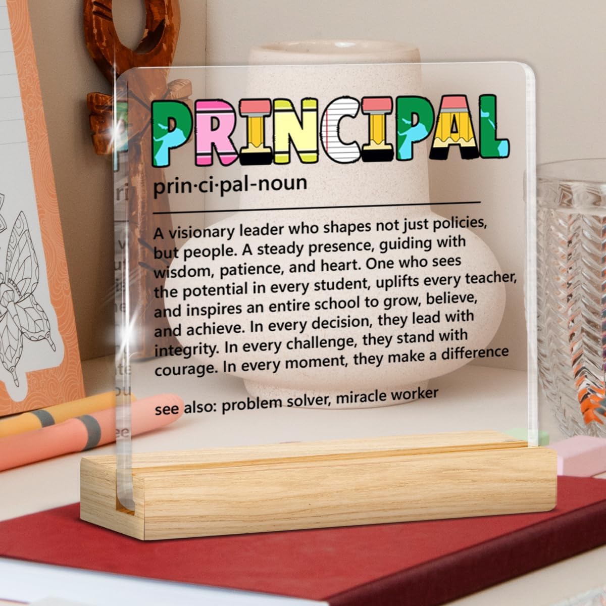 Principal for Women Men, Gifts for Principals Thank You Retirement Back to School End of Year, Principal Definition Acrylic Sign Office Desk Decor - Image 5