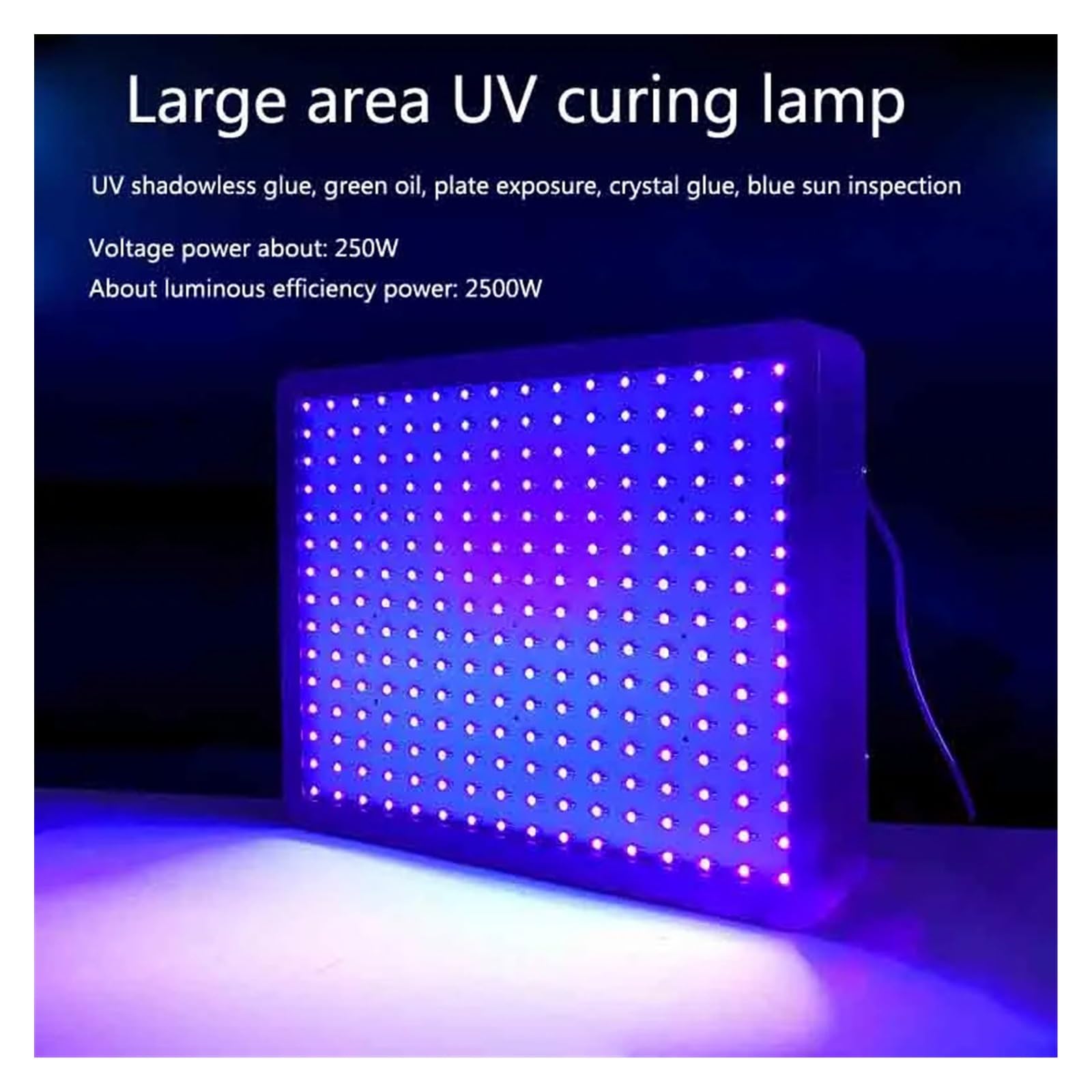 Lampada per polimerizzazione UV 2500W 405nm Ampia Area UV Luce Ultravioletta Macchina da Stampa a Olio Vetro Lnk Shadowless Colla Olio Verde Anti-Vernice Inchiostro Lampada for Indurimento(395nm)