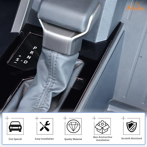 Vista 133 de Aunginsy Cubierta de panel de palanca de cambios de control central, compatible con Toyota Tundra/Sequoia 2022-2024, consola de palanca de cambios