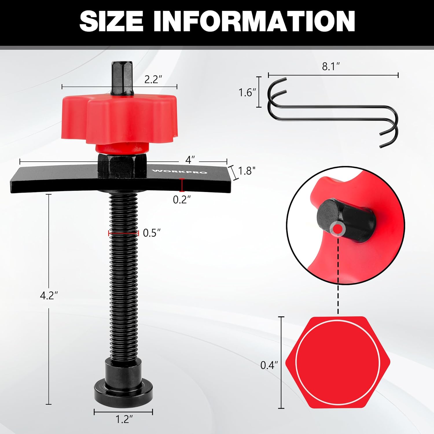WORKPRO Dual Drive Breaker Bar Heavy Duty Brake Caliper Compression Tool with 2PCS Hangers