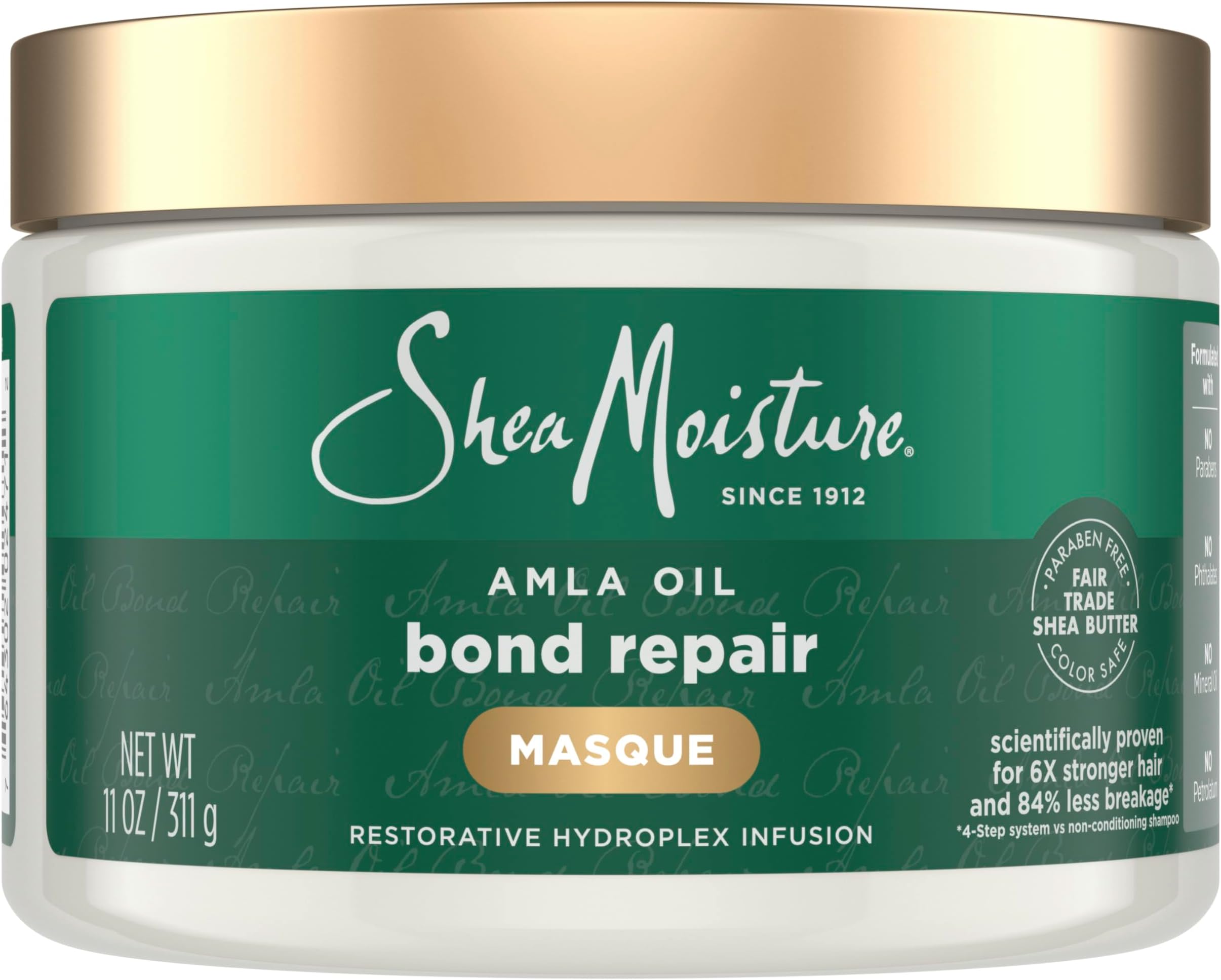 SheaMoisture Bond Repair Masque Amla Oil Deeply Moisturizes and Visibly Repairs Damage with Hydroplex Technology and Amla Oil for Stronger Hair with Restorative HydroPlex Infusion 11 oz