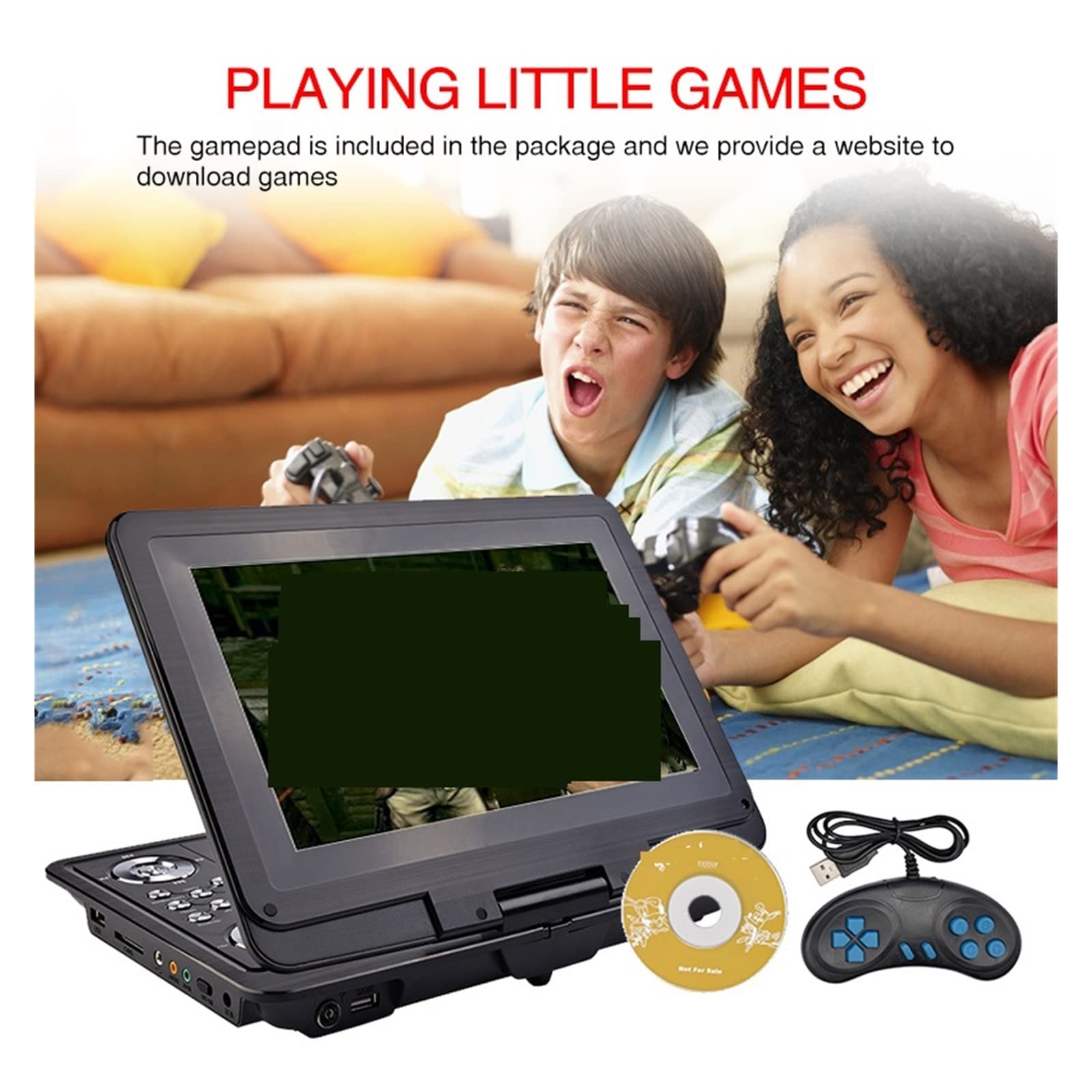 Reproductor de DVD portátil, Reproductor de DVD portátil HD 13 Pulgadas Reproductor Multimedia Digital móvil TV EVD Radio MPEG MPEG4 VCD Tarjeta SD U Disk Play