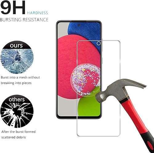 Miniatura 4 de Paquete de 3 protectores de pantalla de vidrio templado para Samsung Galaxy A52 5G con 3 protectores de lente de cámara, transparente HD, dureza 9H,