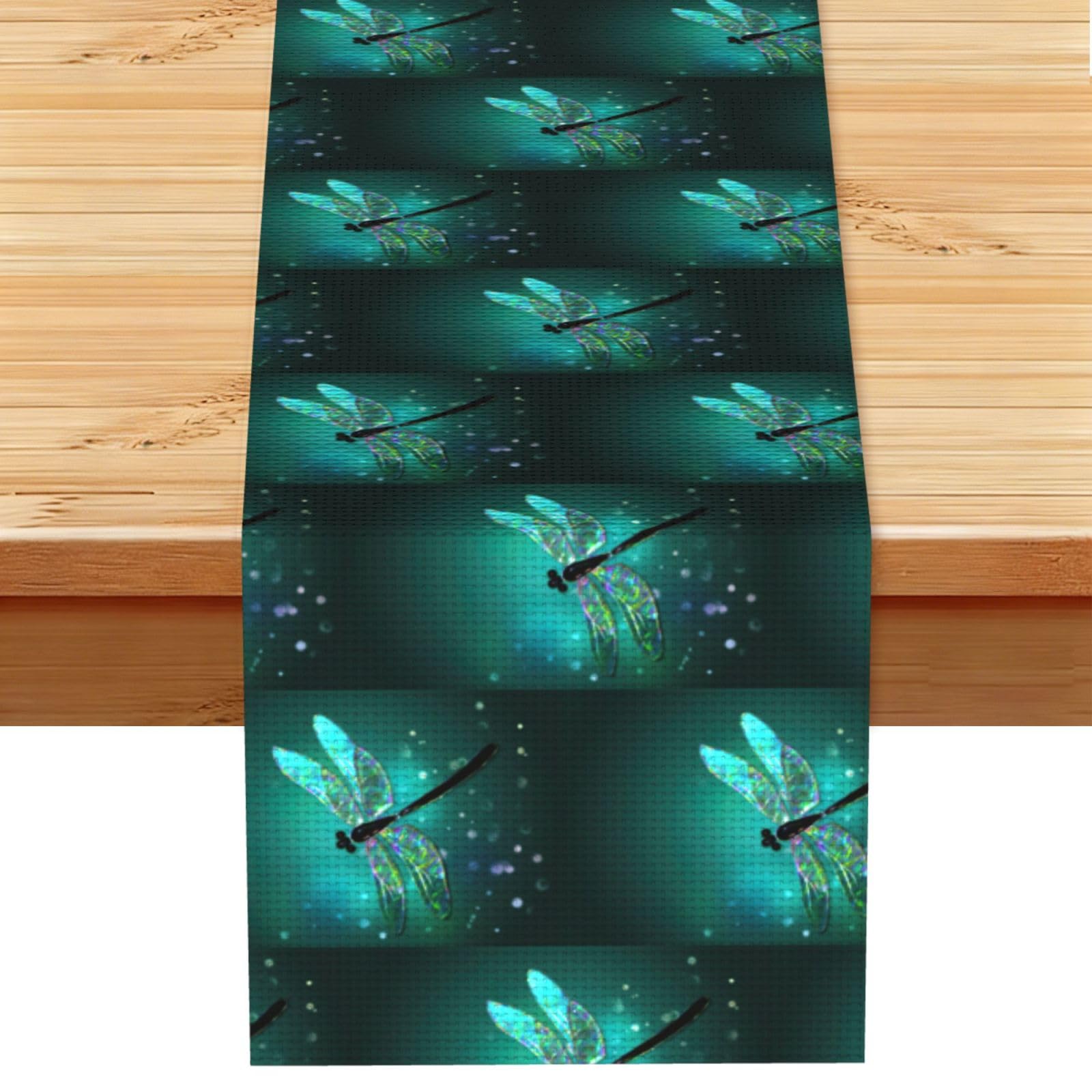 Galaxy Animal Dragonfly Stylish Printed Table Cloth, Decorative Table Runner 13x72in for Home, Party and Banquet Home Decor
