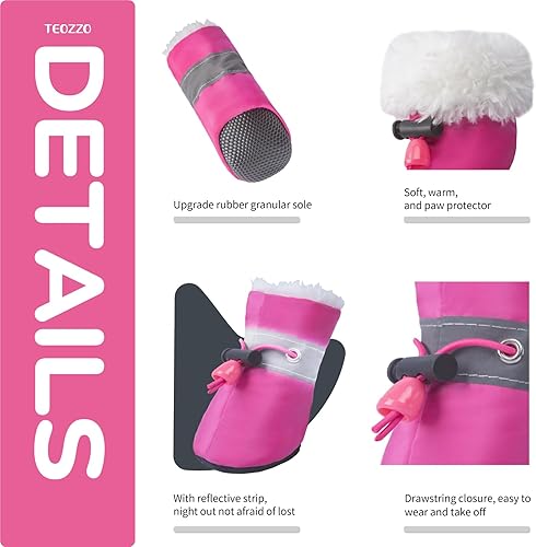 Miniatura 4 de Botas de nieve para perro, botas de nieve para perros de invierno, botas y protector de patas, botines cálidos para perros con tira reflectante,