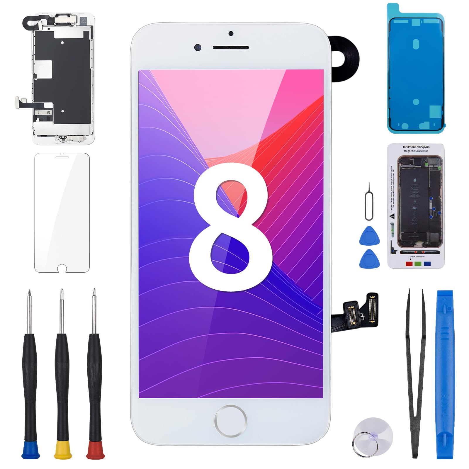 for iPhone 8 SE 2nd Gen Screen Replacement with Home Button 4.7"