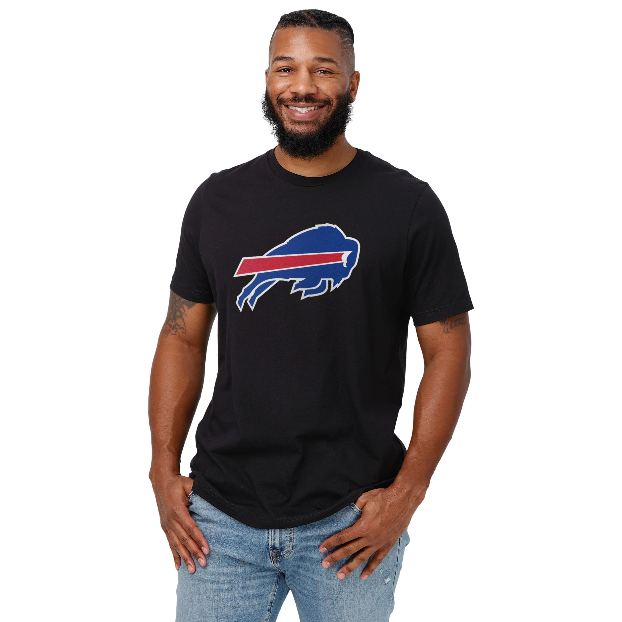FOCO Men's Standard NFL Team Logo Short Sleeve T-Shirt, Black, Large
