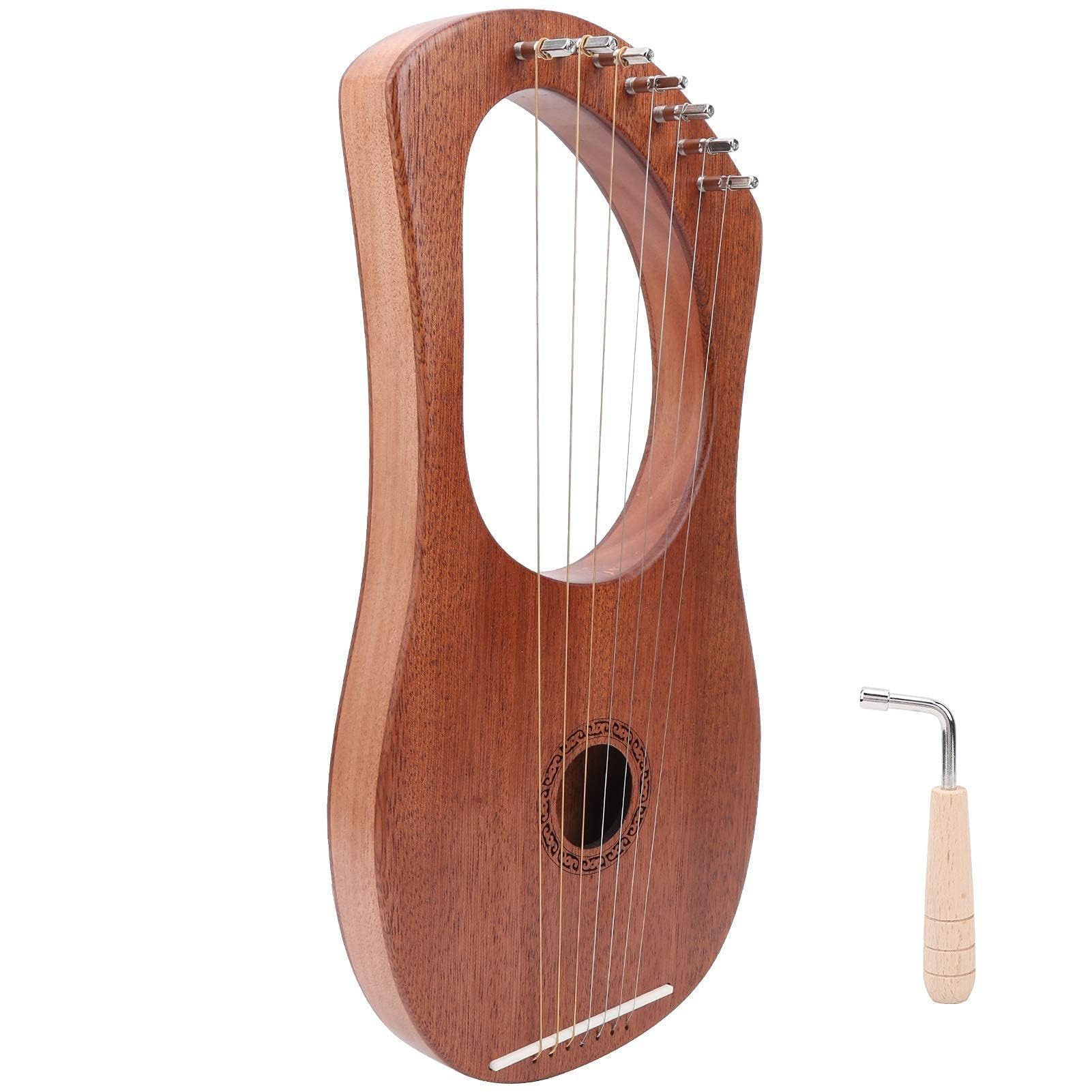 Arpa de lira Arpa peque?a port¡§¡étil Palisandro Cuerda estable duradera Llave giratoria port¡§¡étil Madera 7 Instrumento de Arpas Instrumentos de cuerda