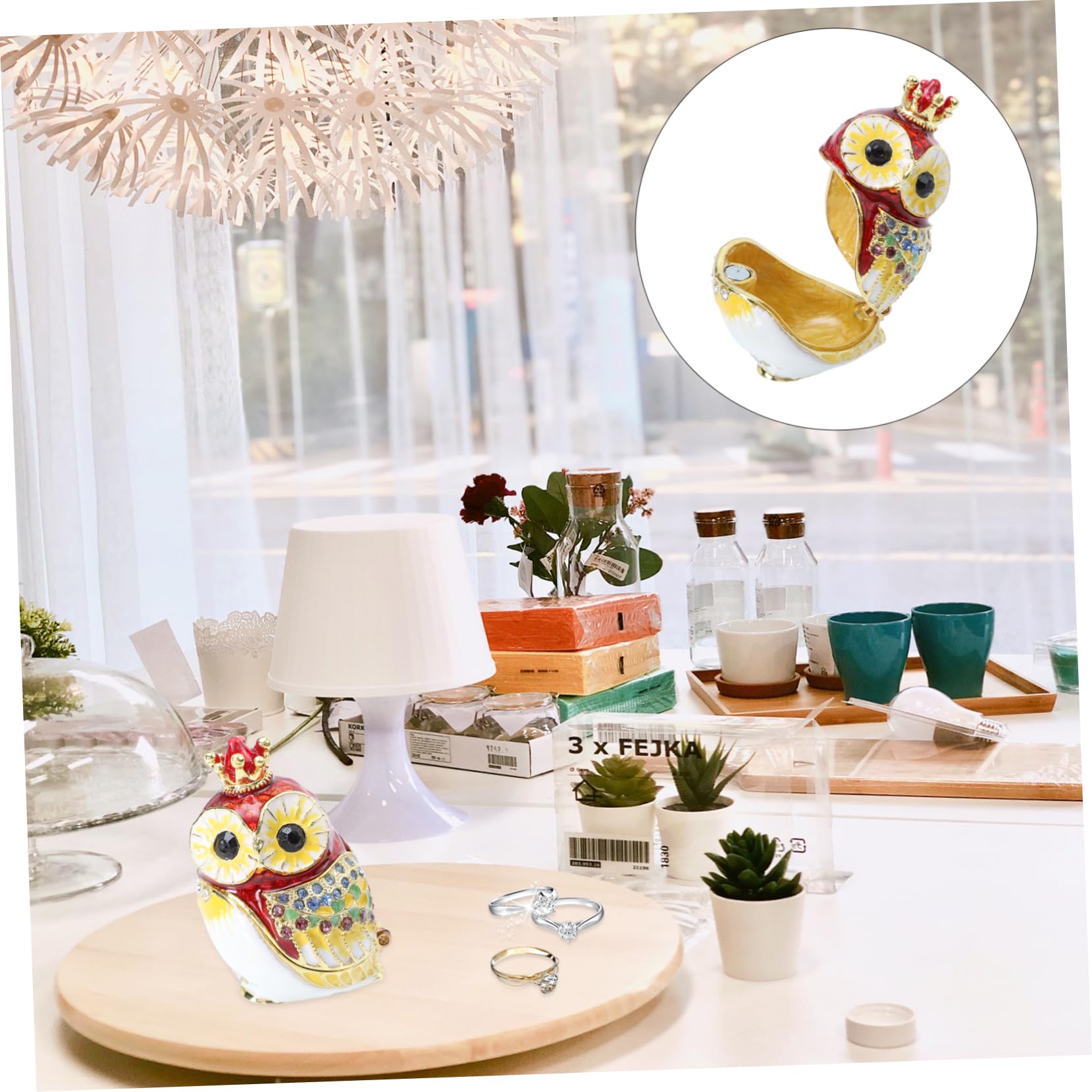 3 Szt. Crown Owl Shape Jewelry Box Praktyczny Organizer Biżuterię Pudełko Pierścionki i Kolczyki Idealny Święta Dekoracyjny Stojak Biżuterię