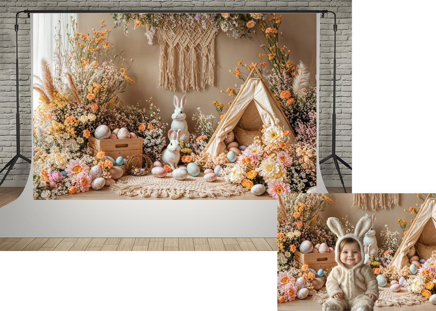 Amazon.com : Kate 7x5ft Easter Day White Bunny Decoration Photography ...