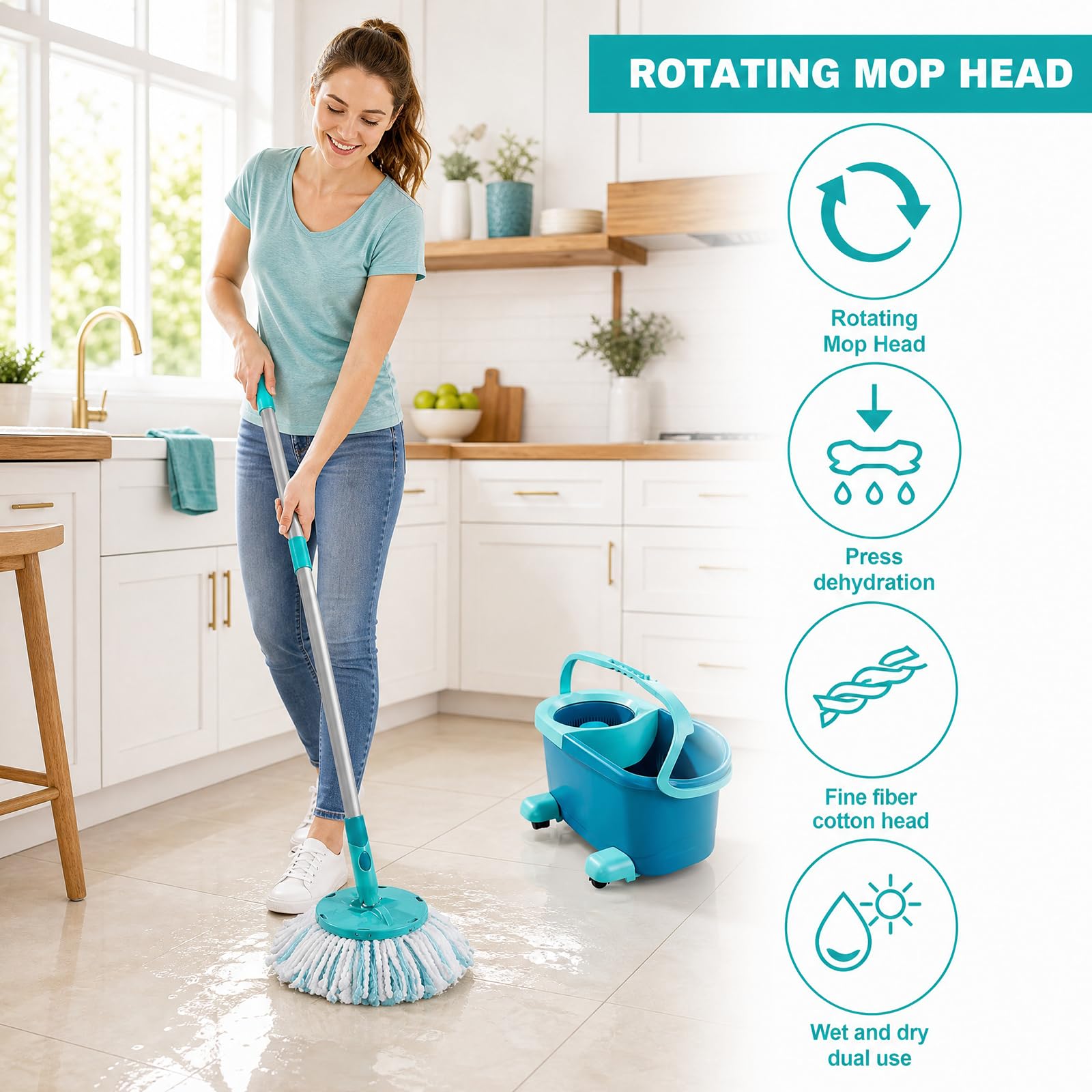 5 Piezas Cabezas de Fregona de Repuesto, para Leifheit Clean Twist Disc Mop, Sistema de Fibras para Leifheit Recambio para Mopa, para Todo Tipo de Suelos, Fuerte absorción de Agua Reutilizables