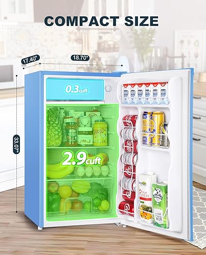 Miniatura 3 de Upstreman - Mini refrigerador de 3.2 pies cúbicos con congelador; refrigerador miniatura de una sola puerta, termostato ajustable, mini refrigerador