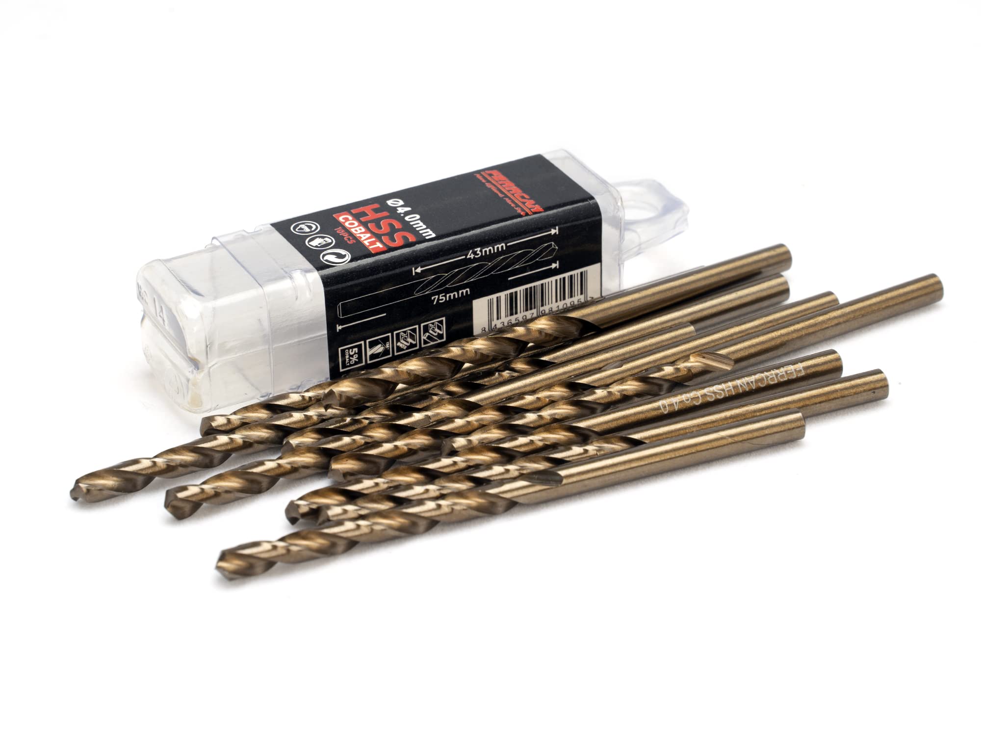 Brocas para metal HSS DIN338 M35 5% cobalto para taladrar en acero inoxidable, hierro y otros metales (paquete de 10 unidades por medida) (4mm)