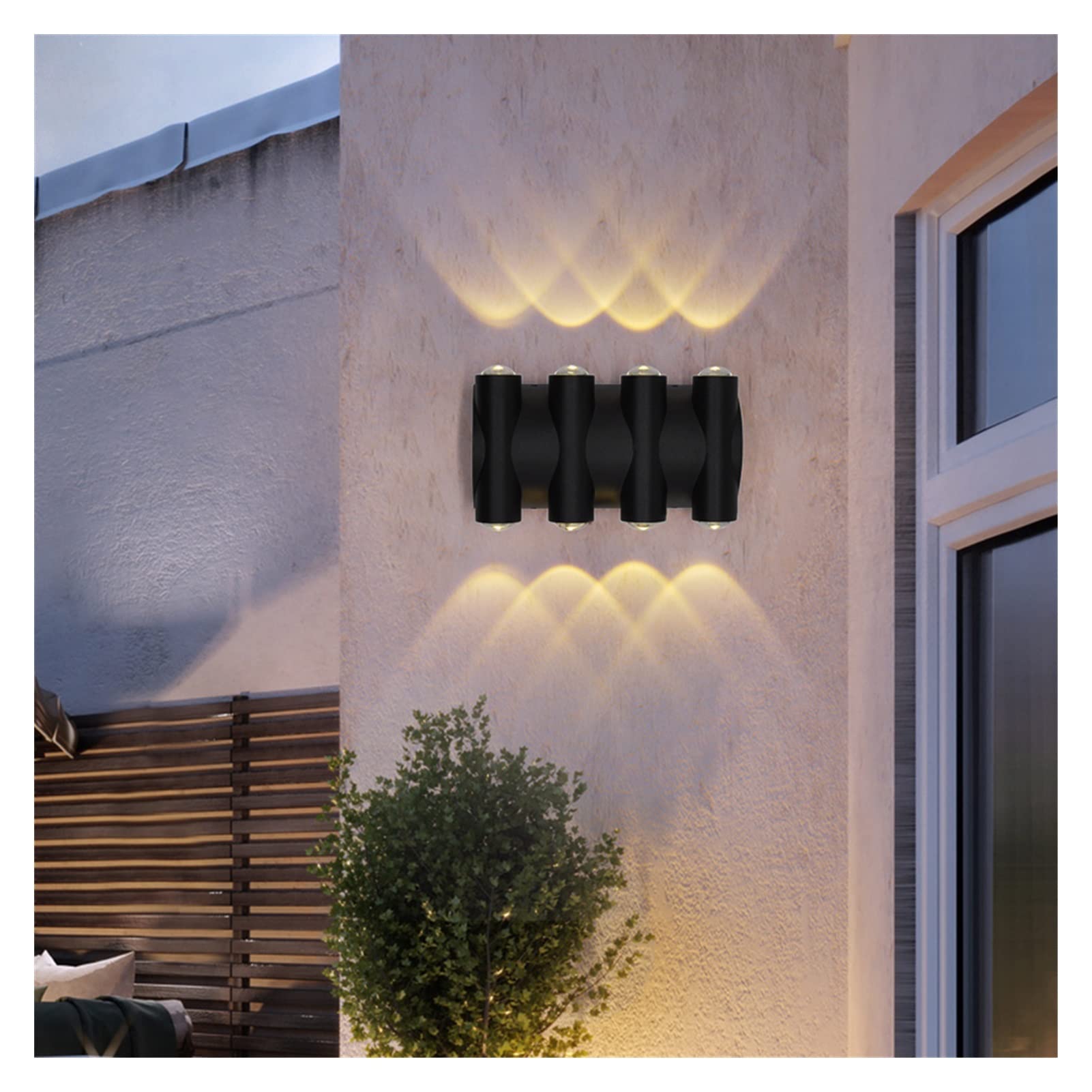 VDOQTLJT Wall lamp 8W LED Lamp Waterproof Garden Courtyard Porch Sconce Light Indoor Outdoor Black Landscape Lighting AC90 260 Room Lights(Btypewarmlight3000k)
