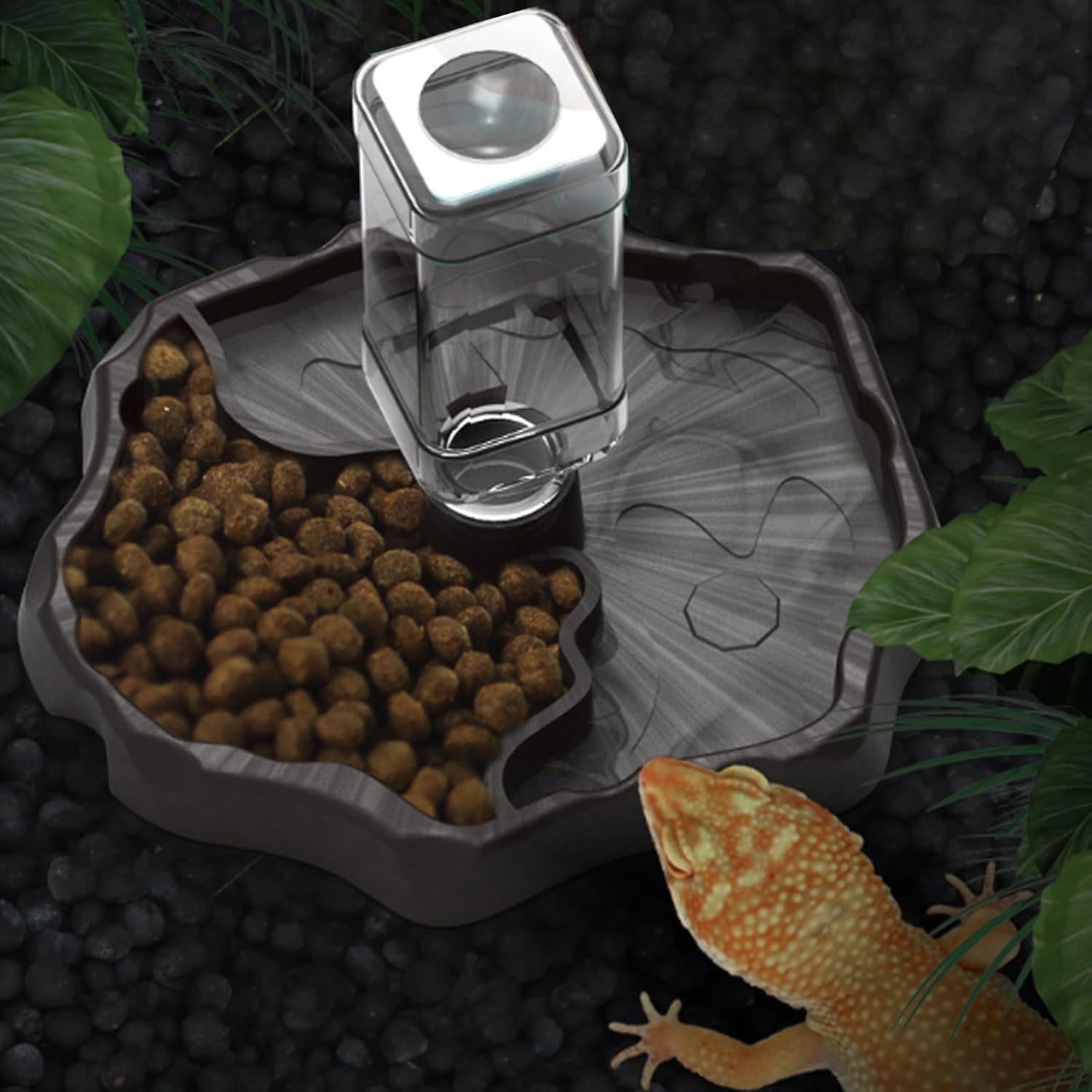 JOYOLA Bol à Eau pour Reptile, Distributeur d'eau pour Reptile Bol d'eau de Nourriture pour Reptiles Bol Reptiles 2 en 1 de Nnourriture Mangeoire Gamelle Tortue pour Tortues, Hamsters