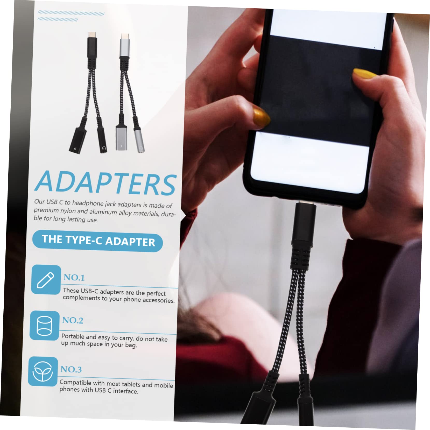 jojofuny 3pezzi Adattatore Usb c Jack Audio Caricamento e Compatibile Smartphone e Tablet Per e