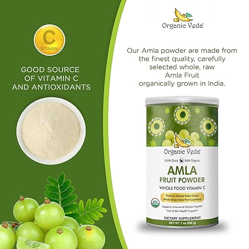Miniatura 3 de Polvo orgánico de frutas Amla 7 onzas certificadas por USDA 100% puro y natural Super Food Supplement. Sin OMG, sin gluten