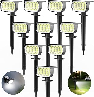 Solar Spot Lights Outdoor 10 Pack, [46 LED/3 Modes] Solar Landscape Spotlights Waterproof, 2-in-1 Auto On/Off Solar Powered Lights for Outside Yard Garden Wall Pathway(Cool White)