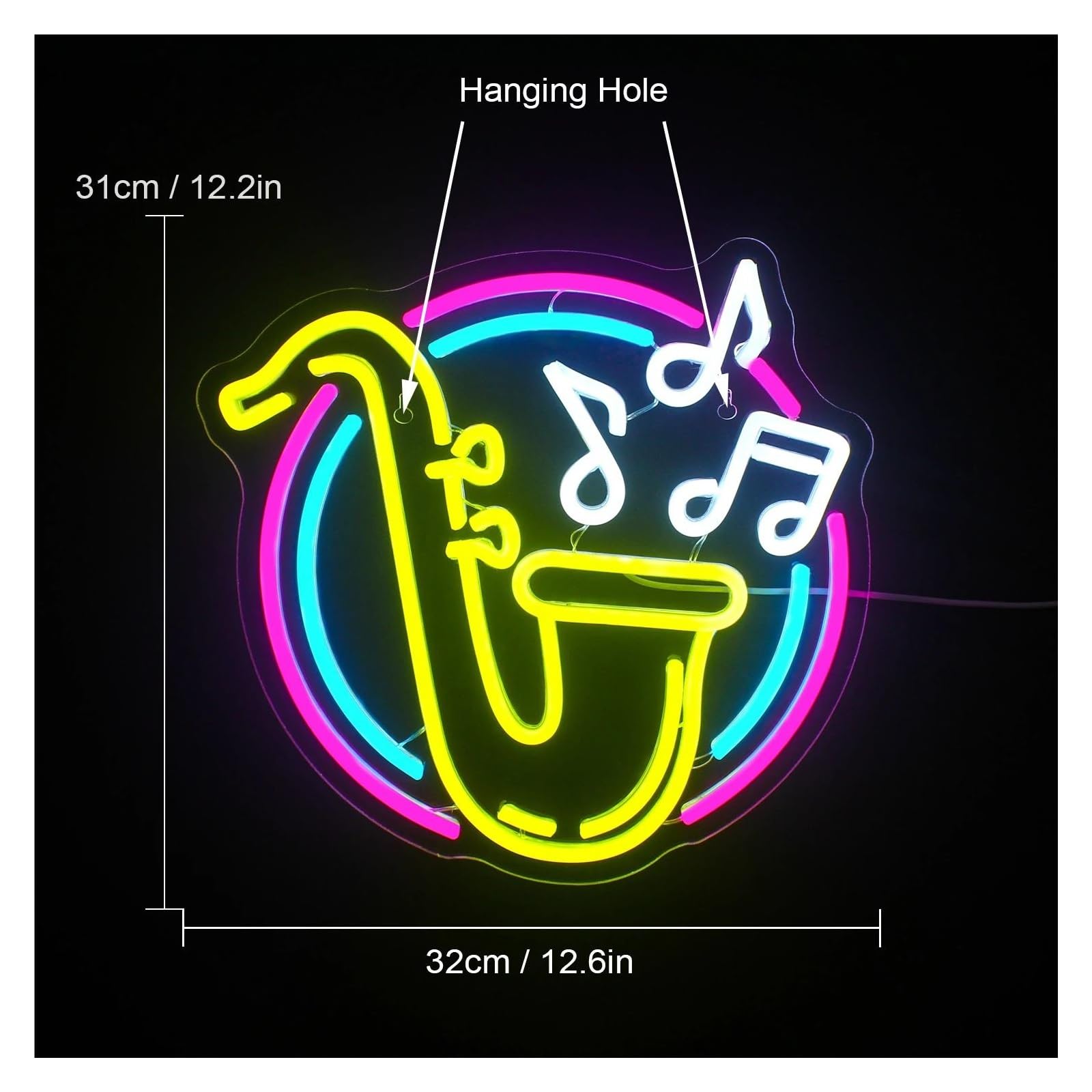 cartelli al neon personalizzati Insegna Al Neon Con Sassofono, Luci Al Neon A Per Decorazioni Da Parete Musica Jazz Luci Per Studio Dal Vivo Aule Feste Illuminate 32cmx31cm