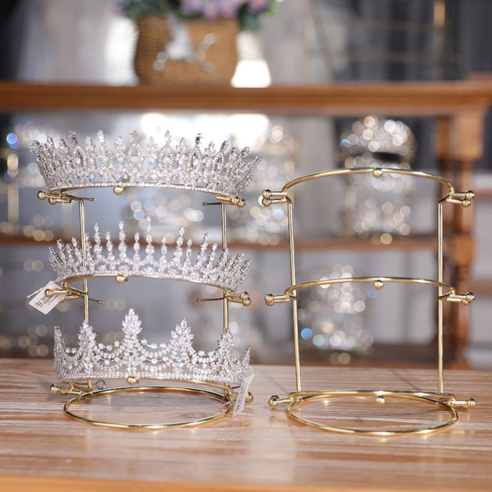 Stojak na tiarę ślubną – elegancki stojak ekspozycyjny na głowę na koronę ślubną akcesoria do włosów panny młodej idealny na wieczór panieński i imprezy