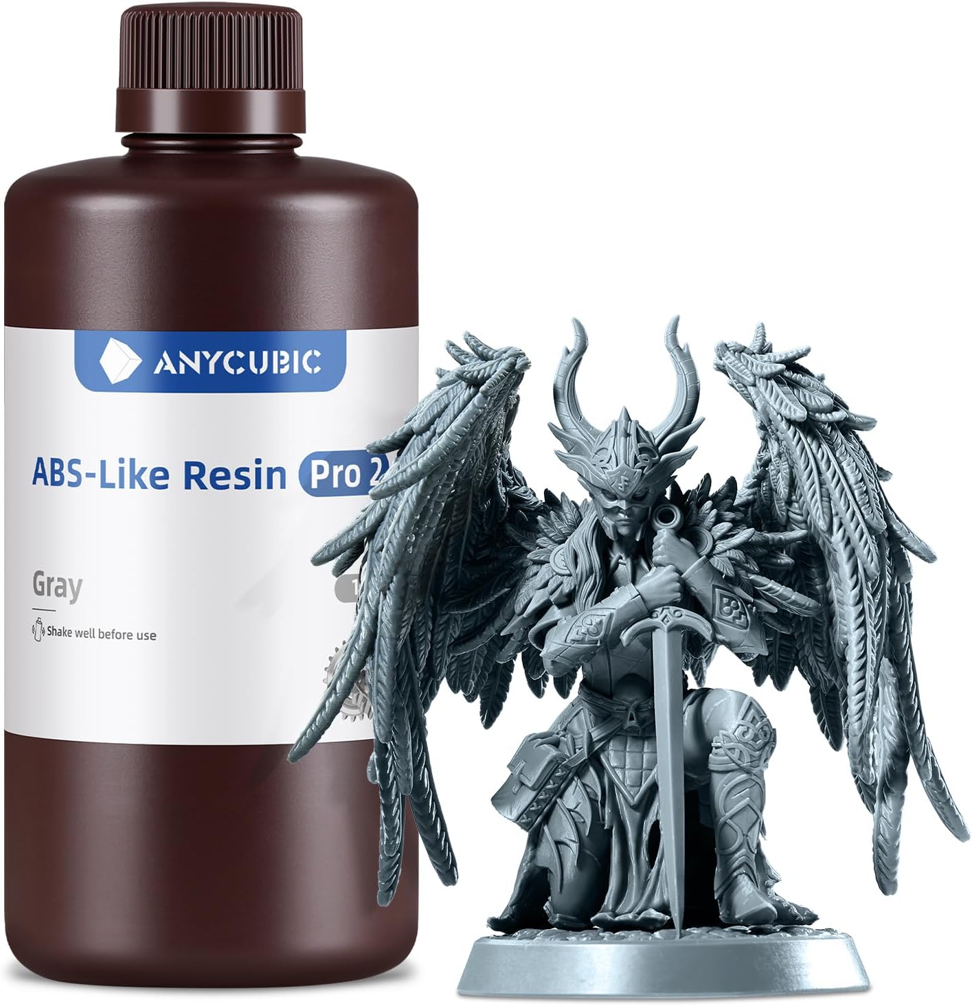 ABS-Like Resin Pro 2, 3D Printer Resin with Enhanced Strength and Toughness, High Precision and Minimal Shrinkage 3D Resin, Widely Compatible with All Resin 3D Printers(Grey,1kg)