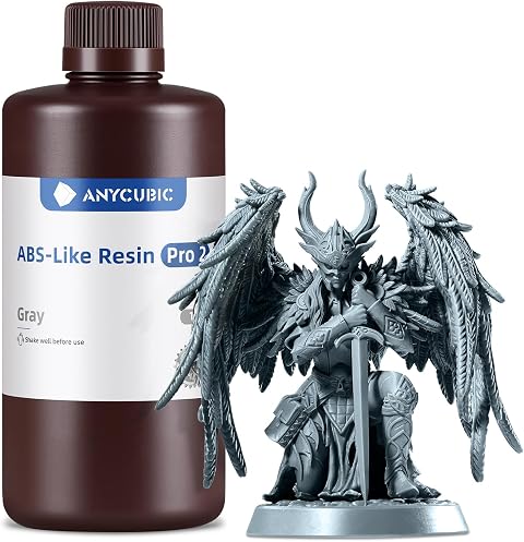 ANYCUBIC ABS-Like Resin Pro 2, 3D Printer Resin with Enhanced Strength and Toughness, High Precision and Minimal Shrinkage 3D Resin, Widely Compatible with All Resin 3D Printers(Grey,1kg) | Enhanced Strength and Toughness, High Precision and Minimal Shrinkage, Widely Compatible with All LCD 3D Printers