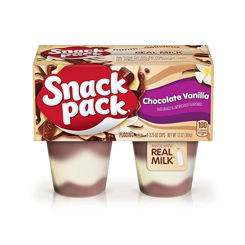 Snack Pack Chocolate Vanilla Flavored Pudding Cups, 3.25 oz., 4-Count (Pack of 12) - Chocolate Vanilla