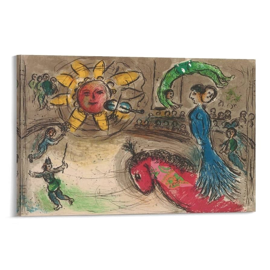 値下げ可能】マルク シャガール 赤い馬の女曲馬師 ポスター Marc