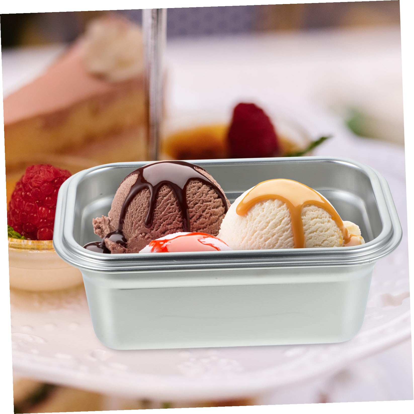 Edelstahl Eiscremebehälter Geschenkideen, Versiegelt, Silber
