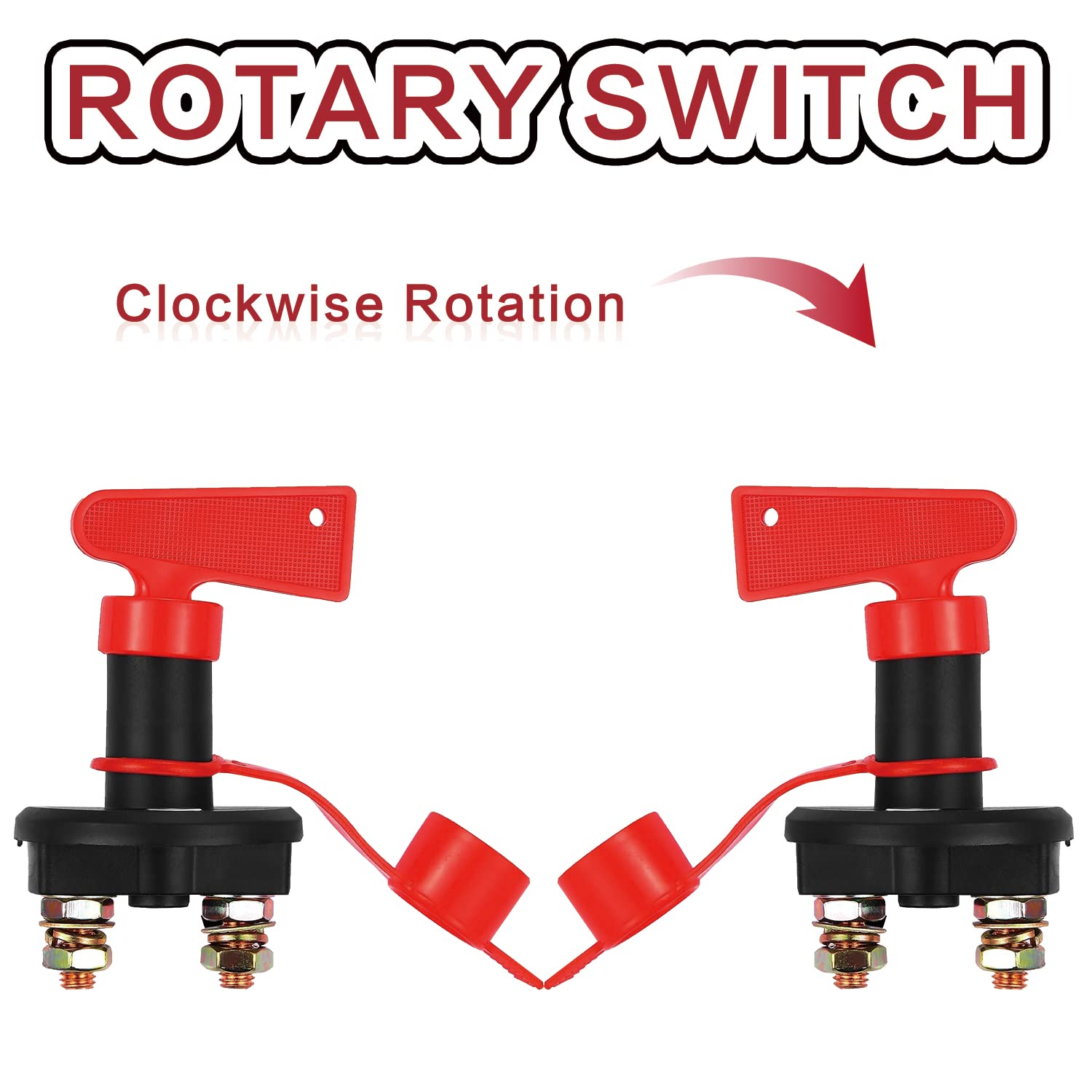 GOGONFLY Battery Disconnect Switch, DC 12V 24V Battery Master Isolator Cut Off Power Kill Switch for Marine Car Boat RV ATV Auto Truck Vehicle, with 2 Waterproof Key, 4 Copper Ring Terminals : Automotive