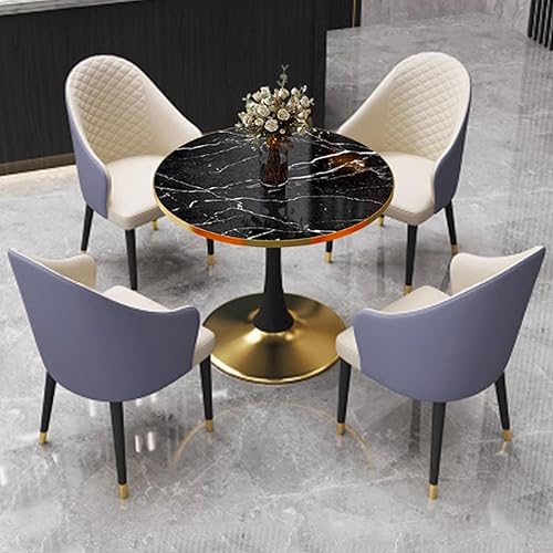 Miniatura 12 de YVYKFZD Juego de mesa y silla para sala de recepción de oficina, juego de mesa de comedor simple para cocina, mesa de centro redonda para 4 Gris