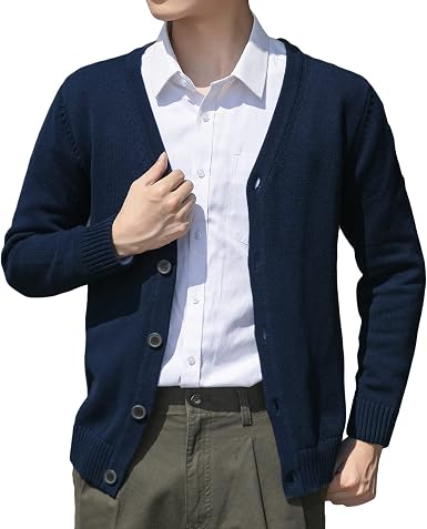 Lu's Chic Men's Cardigan Sweater Soft 