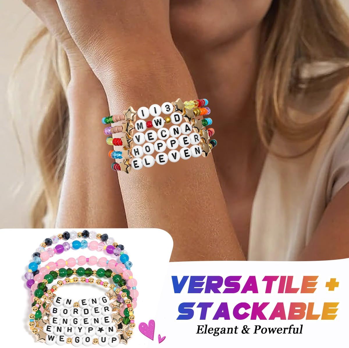 AICase for Enhypen Merch Gifts Inspired Crystal Bracelets 5 Pcs Stackable Stretch Friendship Beaded Bracelets Merchandise Jewelry Gifts for Fans Birthday Christmas Stocking Stuffers_207 - Image 4