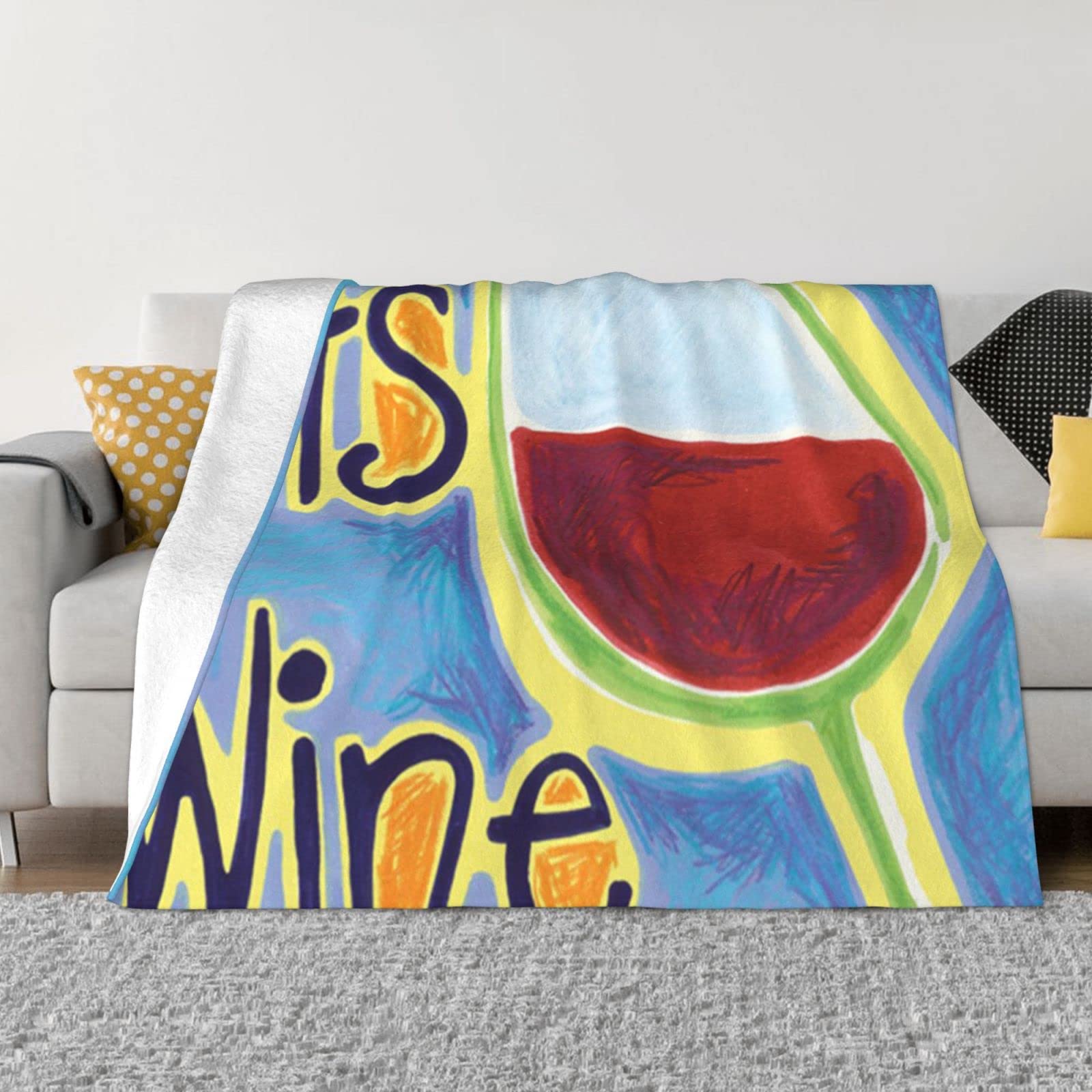 Plaid flanelle doux It's Wine Time, couverture lit et canapé de qualité supérieure