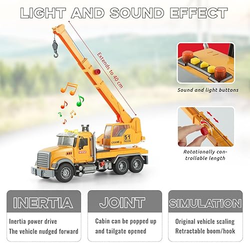 Miniatura 9 de Camión volquete de juguete  Juguete movible para levantar la espalda y sonido realista y juguetes de luz para niños y niñas de 3, 4, 5, 6, 7, 8 años