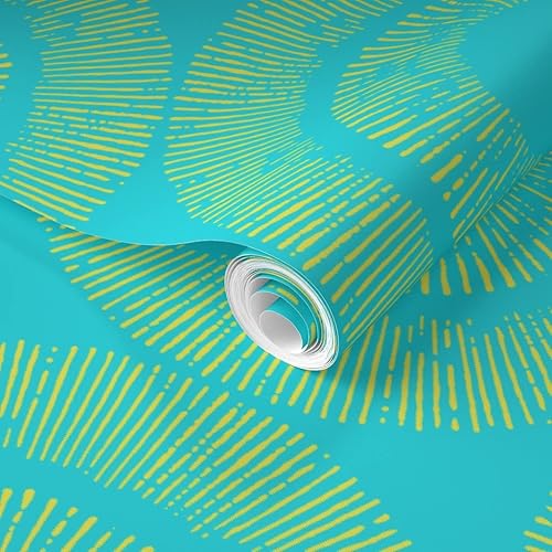 Miniatura 2 de Spoonflower Removable Wallpaper Swatch - Retro Circles Abstract Orange Yellow MCM Resort Style Custom Pre-Pasted Wallpaper