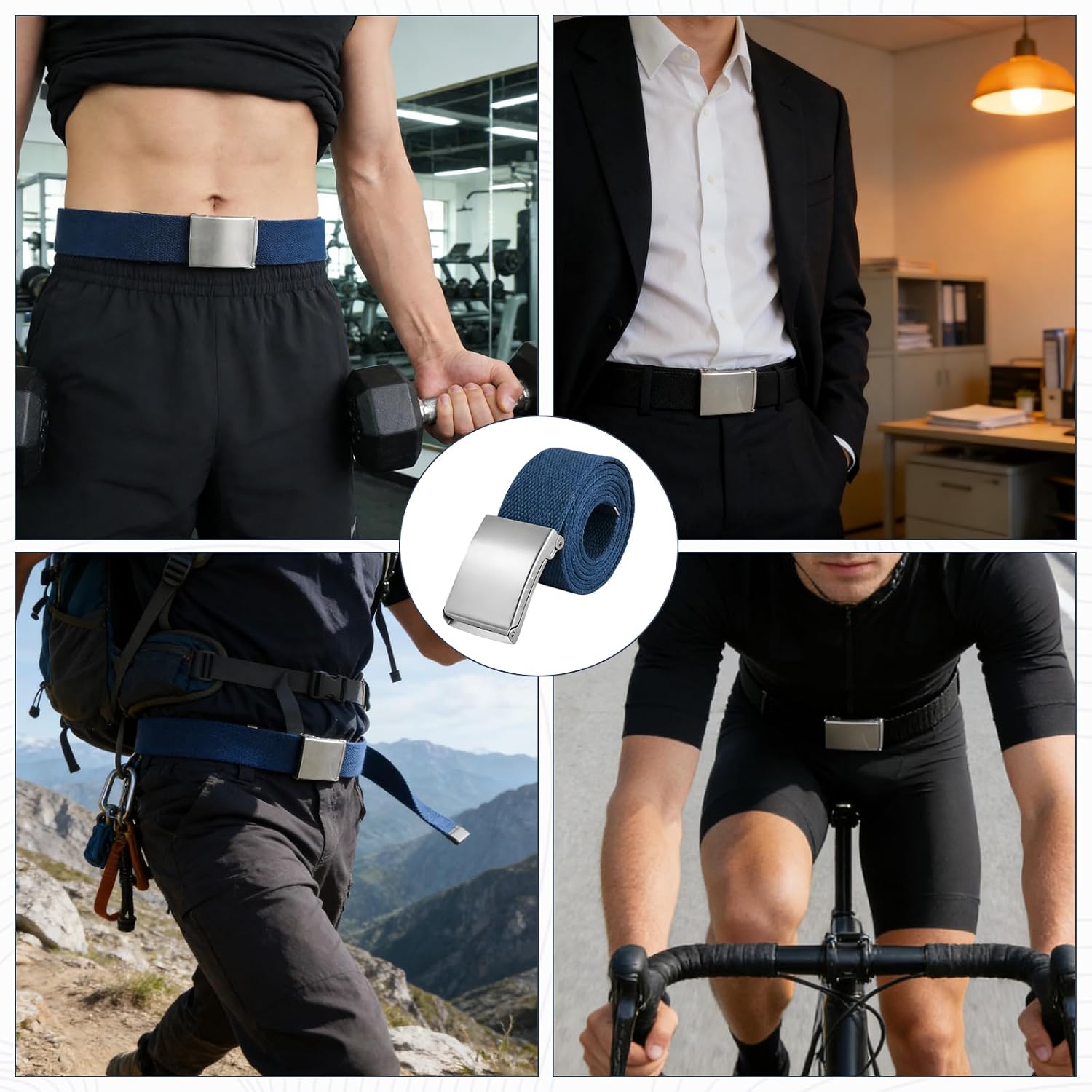 7 Pcs Golf Belts Size up to 55" Men's Adjustable Solid Nylon Web Belt for Men Sporting Activities Outdoor
