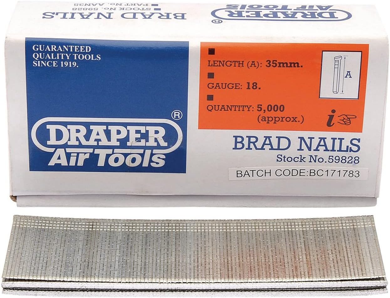 Draper 59828 35mm Brad Nails (5000 Pieces)