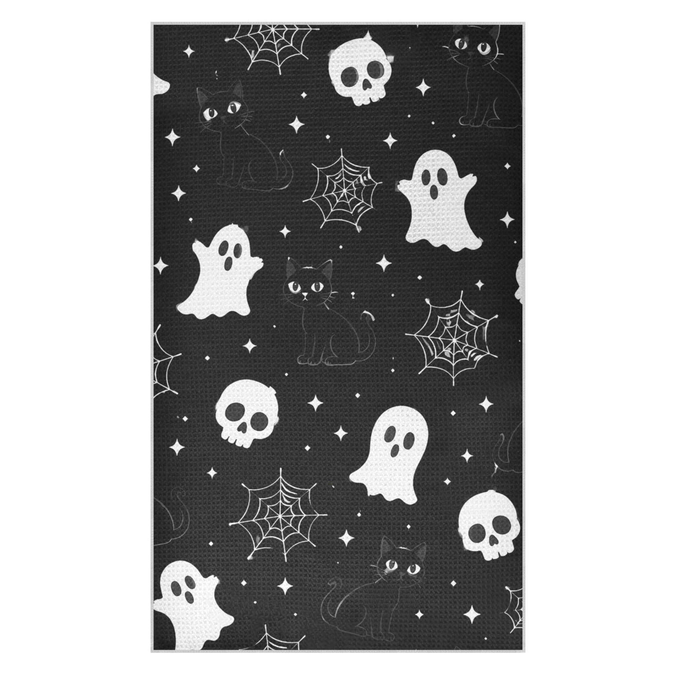 Kutsu Ghosts Webs Skulls Waffle Weave Kitchen Towels Absorbent Quick Drying Dish Towels for Kitchen, Decorative Tea Towel, 18x30 in