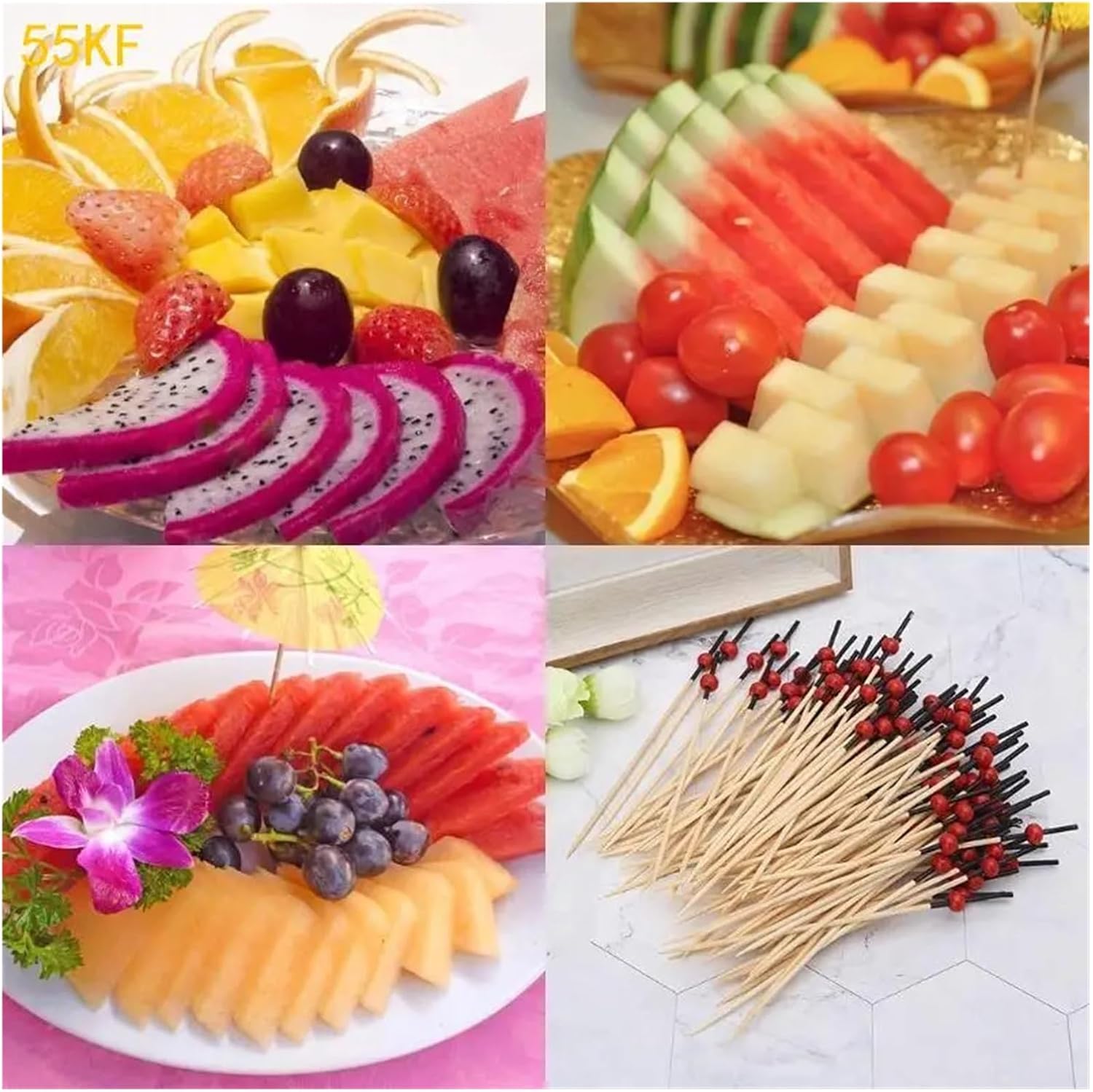 Cocktail Picks Cocktail Picks 500pcs Beads Bamboo Sticks Disposable Toothpicks Length 12cm/4.72in