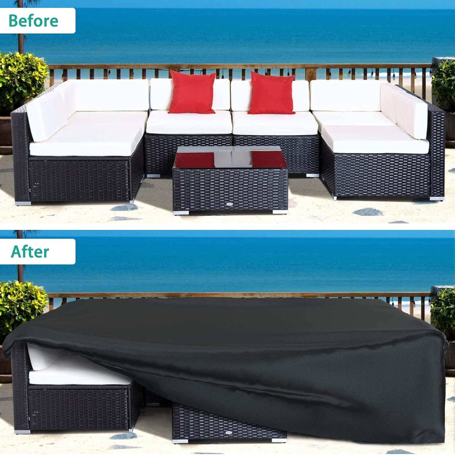 HIGHTQURO Patio Furniture Set Cover Upgraded 100%Waterproof 500D Outdoor Sectional Sofa Cover Patio Table and Chair Set Covers 126" L×63" W×28" H : Patio, Lawn & Garden