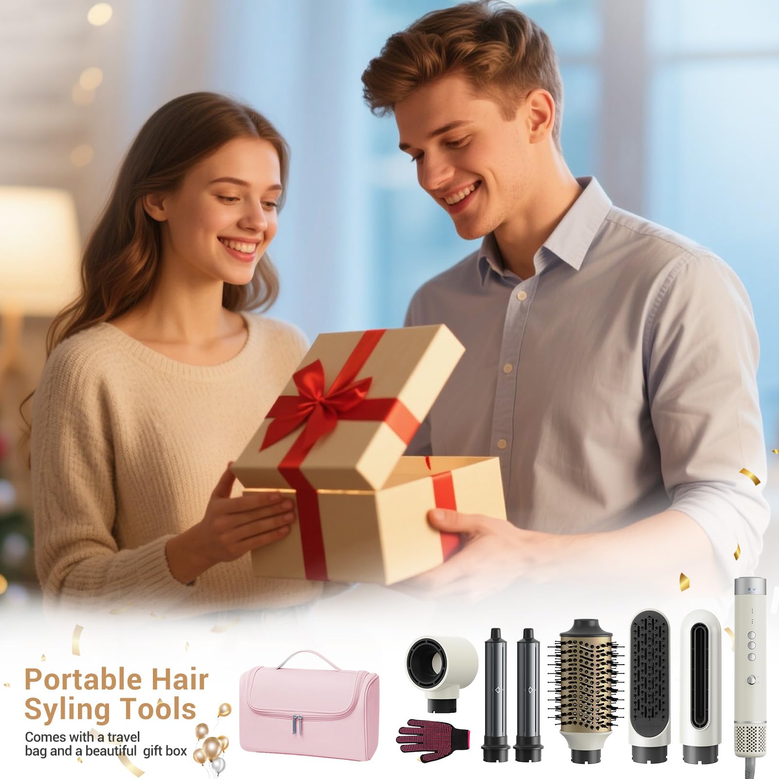 Ionic Hot Air Hair Styler with Auto-Wrap Curlers and Styling Attachments